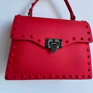 Red Studded Handbag